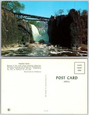 Passaic Falls Bridge Paterson NJ Postcard