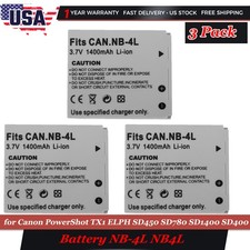 3Pack Battery NB-4L NB4L for Canon PowerShot TX1 ELPH SD450 SD780 SD1400 SD400