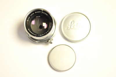 Leica Leitz 5cm f2 SM Summicron lens with caps.