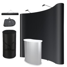 InstaHibit 10x8 Ft Pop Up Backdrop Booth Stand w/ Podium Table Counter Tradeshow