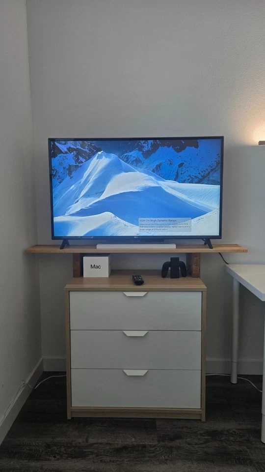 LG 43UJ6300 43" 2160p 4K UHD LED Smart TV with Customizable Stand on IKEA drawer - Image 2 of 4