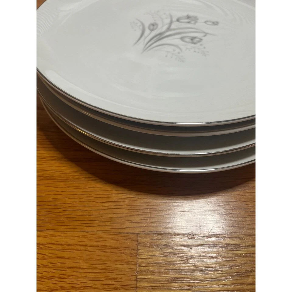 Juego de 4 platos de porcelana fina vintage creativos Royal Elegance florales plateados Foto 2 de 4