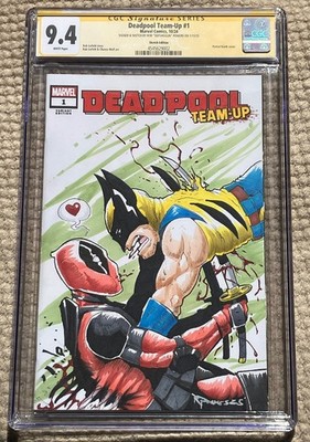DEADPOOL TEAM-UP #1 CGC SS 9.4 Custom Sketch By Rob  Defshogun  Powers 1/1