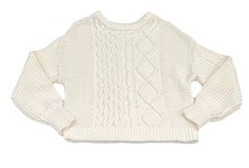 Free People Dream Cable Knit Crew Chunky Sweater Pullover Small Cream