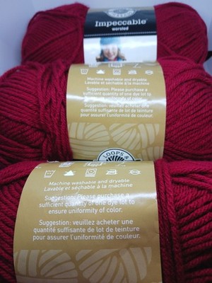 3 Pk IMPECCABLE YARN BY LOOPS & THREADS Claret 2 different lots 268 yds 2 used 