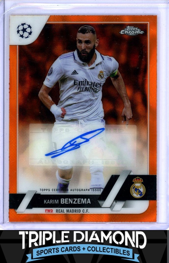 2022-23 Topps Chrome UCC Karim Benzema Autograph Auto Orange Lava A436