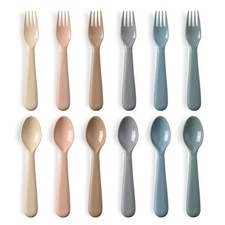 12 Pieces Utensils Set, Plastic Spoons and Forks Set for , Children Safe Flat...