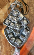 VERY RARE Antique Tibetan Needle Case Sterling Silver & Leather Tibet c1800