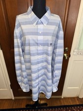 CHAPS Men’s Size 4XL Big And Tall Blue/White Check Button Up Dress Shirt Stretch