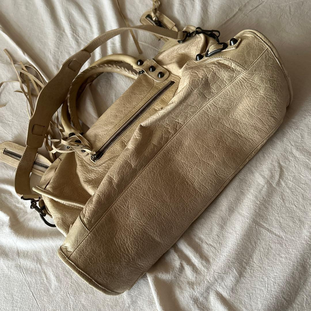 BALENCIAGA The City 2-way handbag Shoulder Bag Ivory Leather Y2K Authentic Japan thumbnail 9