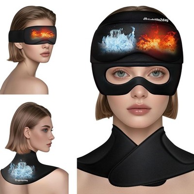 3-in-1 Migraine Relief Cap with Neck Ice Pack Wrap One Size Fits Most, Black
