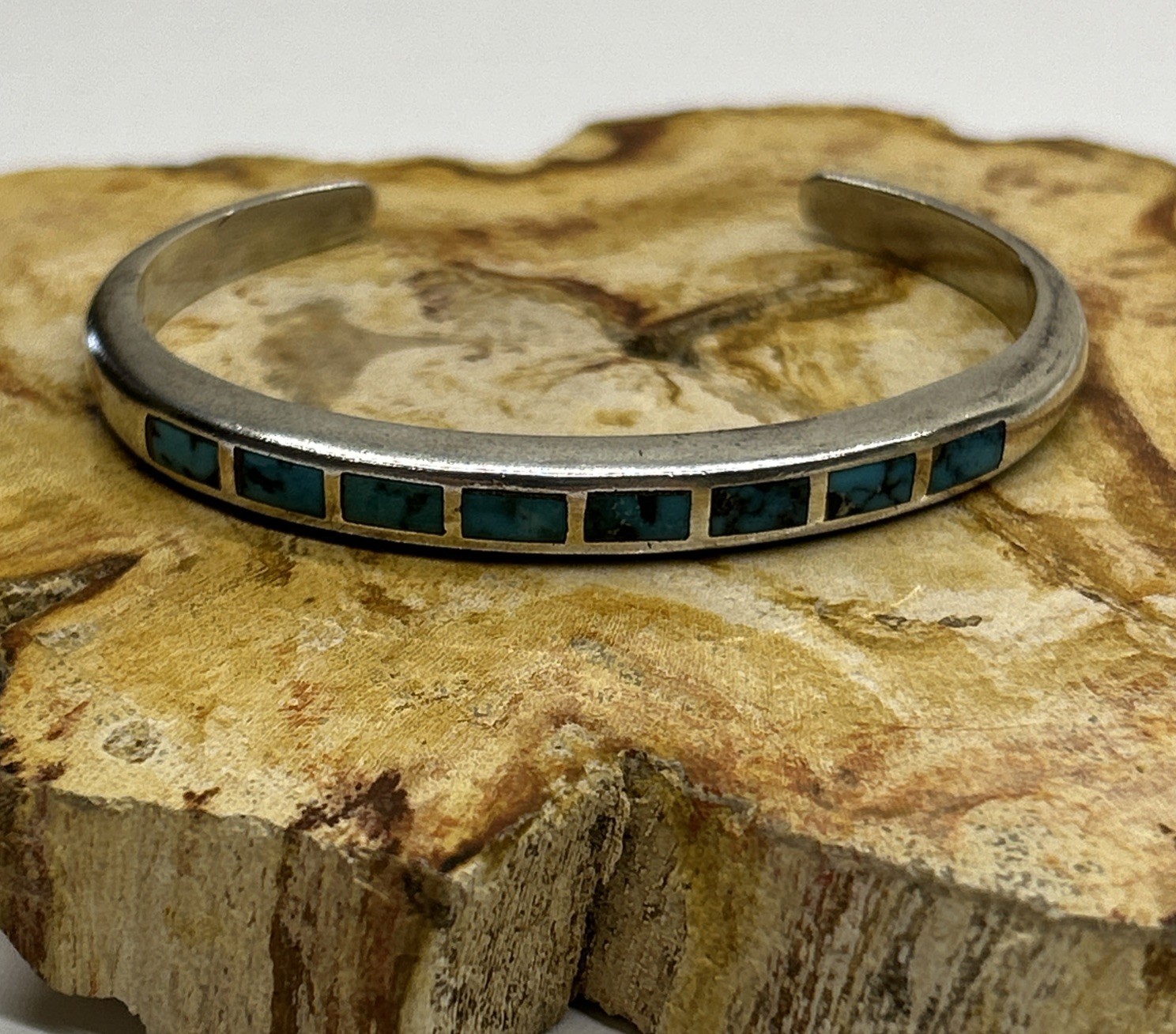 Silver And Turquoise Cuff Bracelet Stackable 8 St… - image 1