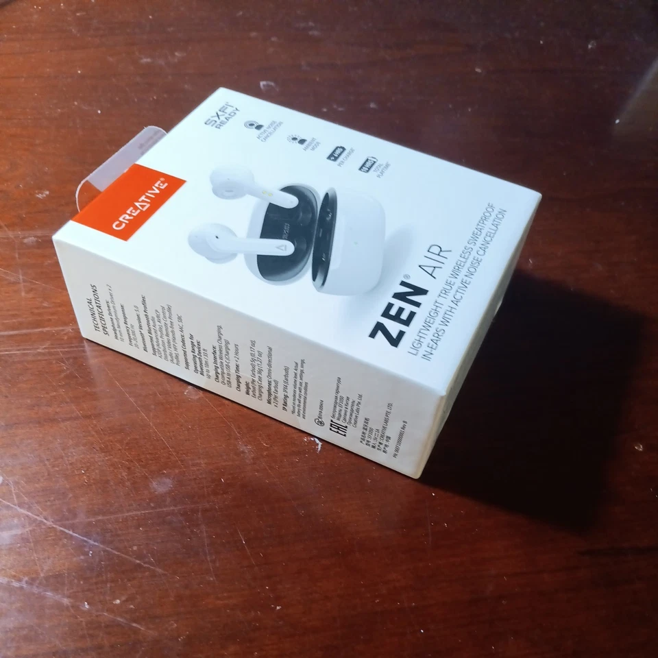 NWT Creative Zen Air True Wireless Earbuds Sweatproof Noise Cancellation SXFI - Image 2 of 4