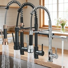 360° Kitchen Sink Mixer Tap Pull Out Mono Twin Dual Spout Spray Single Lever Tap