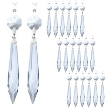 HDCRYSTALGIFTS 20Pcs Chandelier Icicle Crystal Prisms with Bead Crystals Lightin
