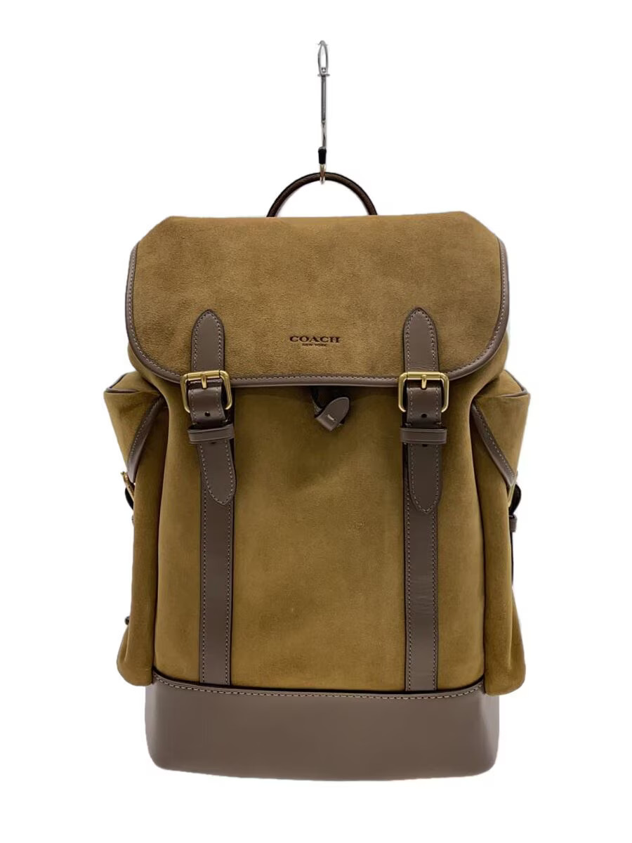 COACH Suede Backpack in Solid Color with Stained Detailing CV984