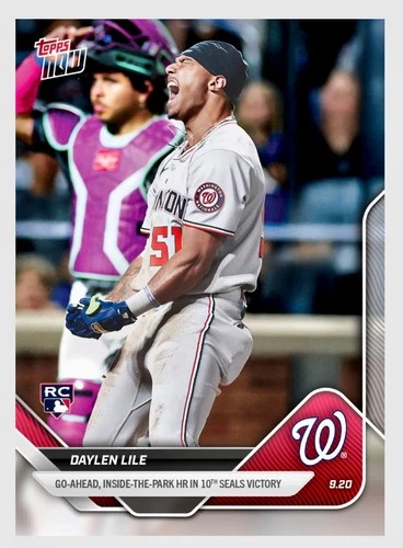 2025 TOPPS NOW 737 DAYLEN LILE NATIONALS RC INSIDE THE PARK HOMER SEALS WIN PRES - Picture 1 of 2