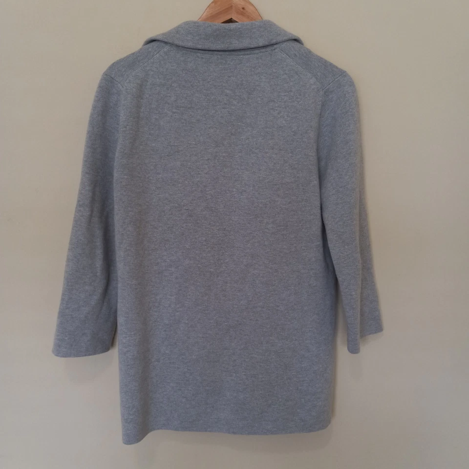 J. Chaqueta Blazer CREW Para Mujer Gris Tejido Algodón Lana Frente Abierto Carrera Informal S Foto 4 de 4