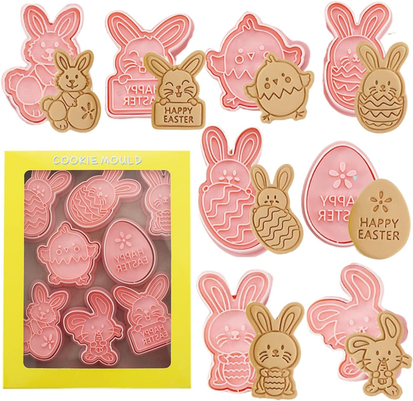 PläTzchen Ausstecher Ostern 8 StüCk Ausstechformen Set, Plastik Keksausstecher H-image