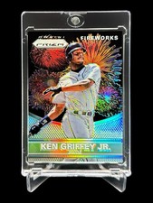 2015 Panini Prizm KEN GRIFFEY JR “FIREWORKS” SILVER REFRACTOR HOLO SP INSERT #18