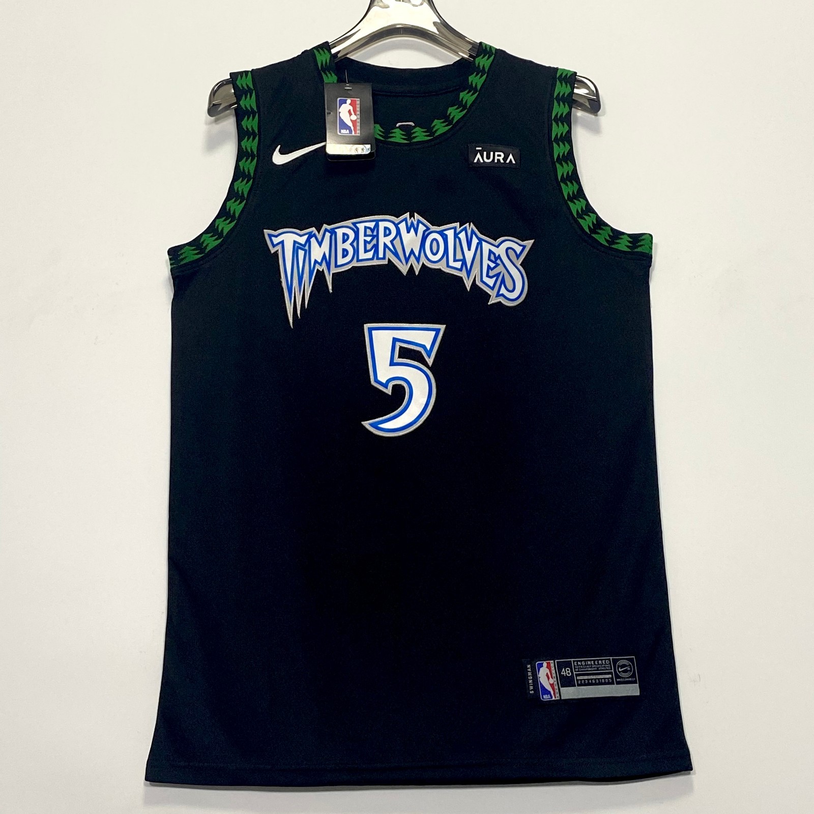 Anthony Edwards #5 Embroidered Jersey, Black, S-2XL