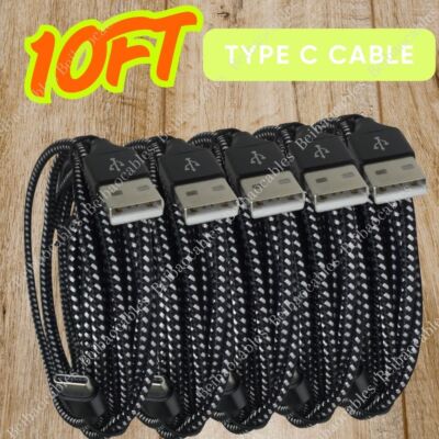 USB C Type-C Fast Charging Data Charger Cable Cord 10FT For Samsung iPhone 15 16