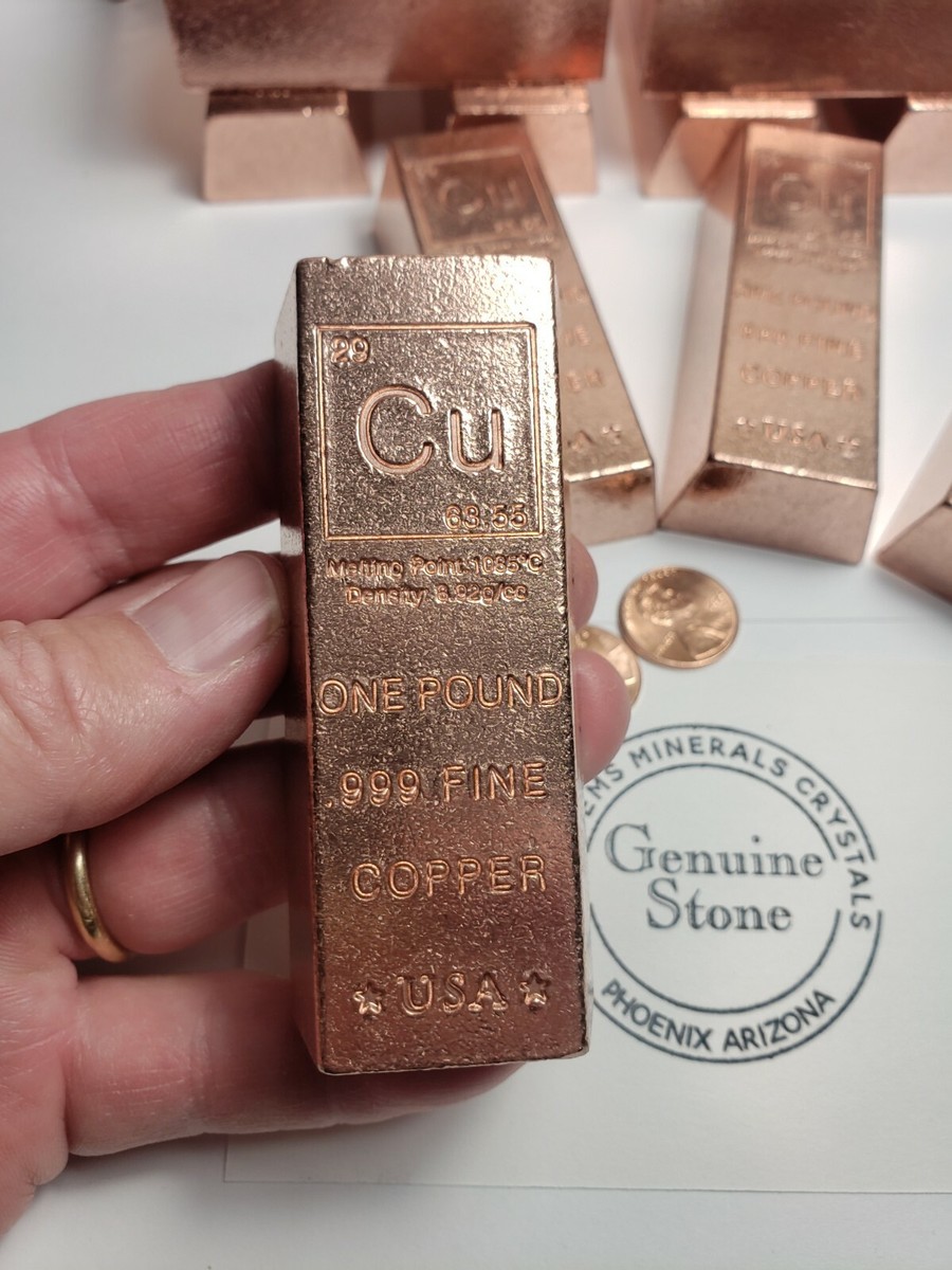 1 lb Copper Ingot .999 Fine Copper 16 oz copper bar Bullion