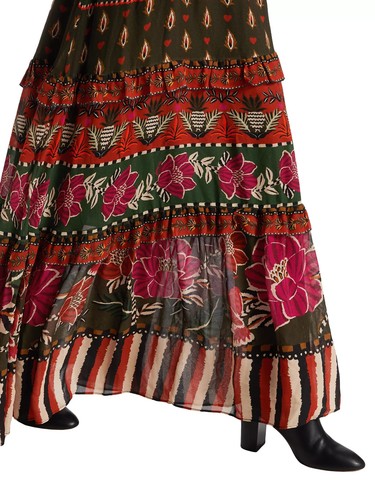 NWT $255 Farm Rio Ainika Floral Tiered Maxi Skirt XS - Picture 5 of 11