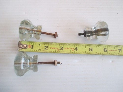 Vintage Lot of 34 Brass Hardware Door or Drawer Pulls Crystal or Glass Knobs - Picture 7 of 12