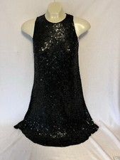 Carmen Marc Valvo Silk Sequin Little Black Dress 6 Short Flapper Sleeveless