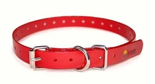 Heavy Duty TPU Coated Nylon Dog Collar - Compatible w/Garmin & PetSafe (Red)