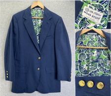 Vintage Lilly Pulitzer Men's Stuff Sport Coat Blazer Navy Blue Est. Size 41 /42
