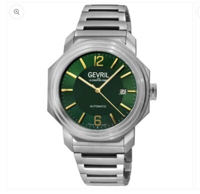 Gevril Men's 46535B Roosevelt Swiss Automatic Green Dial Luminous Titanium Watch