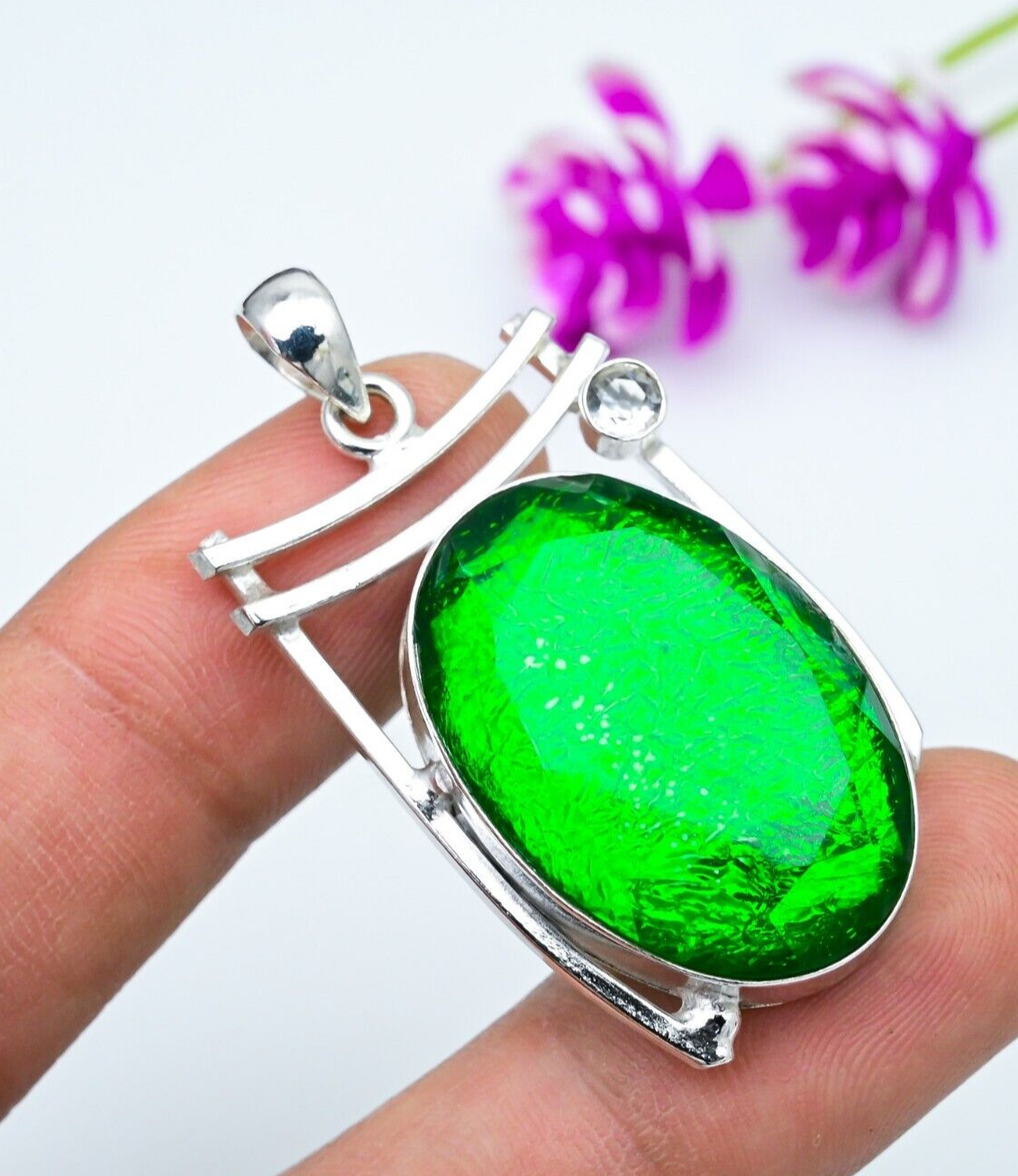 Australian Triple Opal Pendant 925 Sterling Silver White Topaz Pendant For Gifts