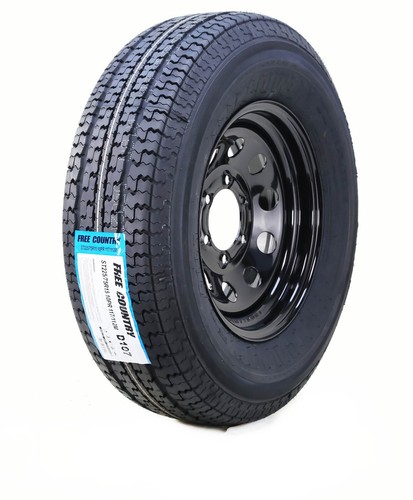 Free Country Trailer Tire Rim ST225/75R15 10-Ply E 117M 6 Lug x 5.5" Black Mod