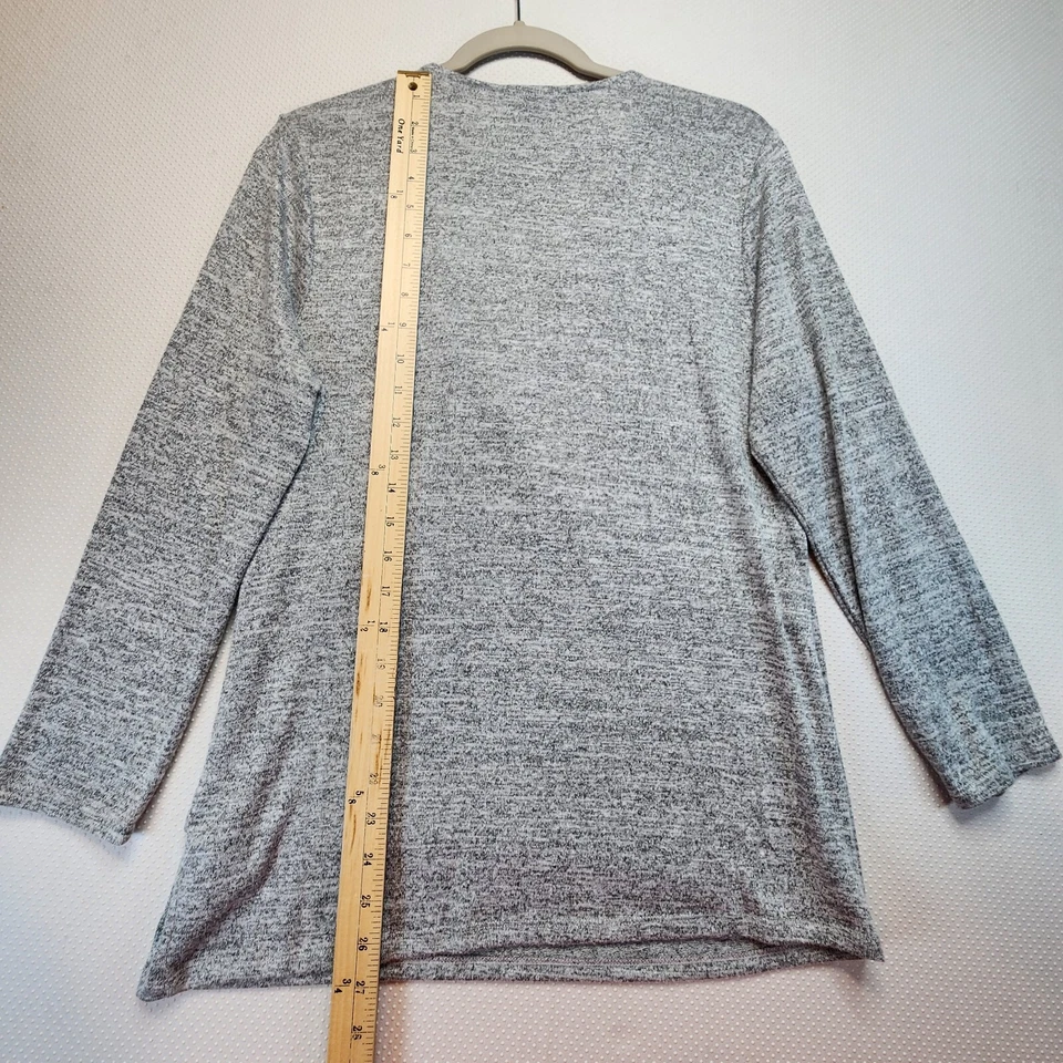 Suéter GAP Mujer Grande Gris Cuello en V Pullover Envolvente Delantero Tejido Suave Foto 4 de 4