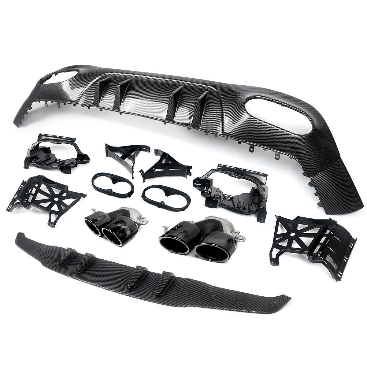 REAR DIFFUSER & TAILPIPES FOR MERCEDES A CLASS W177 A45 AMG LOOK CARBON LOOK 19+