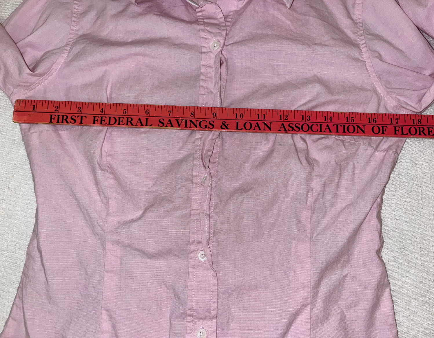 Zara Basic Womens Button Up Shirt Light Pink Whit… - image 4