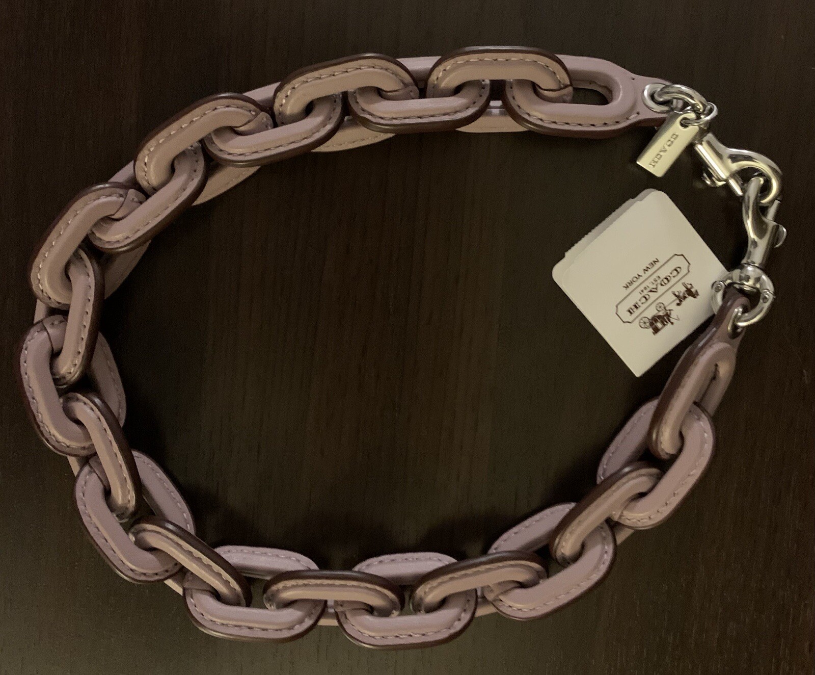 NWT Coach Leather Covered Short Chain Strap Silver / Faded Purple CA088 eBay