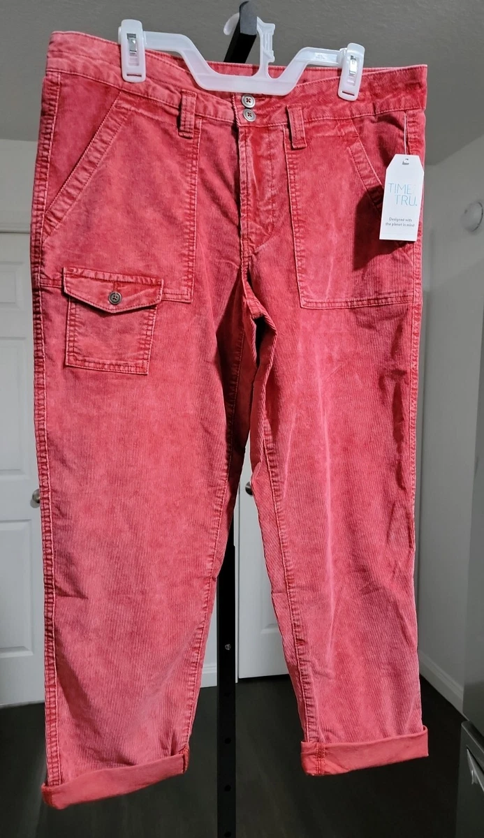 Time and Tru Women's Red Corduroy Cargo Pants Ladies Size 18. New