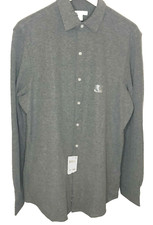 Bar III Slim Fit Stretch Mens Medium 34/35 Charcoal Button Shirt Neck 1 -15 1/2"