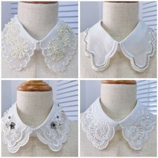 Imitation Pearl Fake Collar Lace Up Shawl Shirt Collar Accessory Women