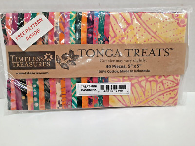 Timeless Treasures Tonga Treat-Mini Pashmina 40 pcs, 5''x 5'' Simply Elegant NIP
