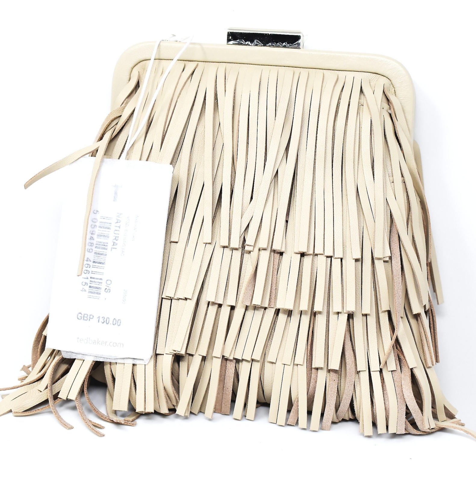 Bolso de noche Ted Baker KATILAN con flecos borla color natural