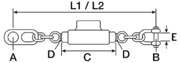 Spannschloss Unterlenker Spannkette Stabilisatorkette 510-620mm Stabi - Bild 2 von 2