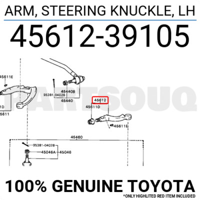 4561239105 Genuine Toyota ARM, STEERING KNUCKLE, LH 45612-39105 | eBay