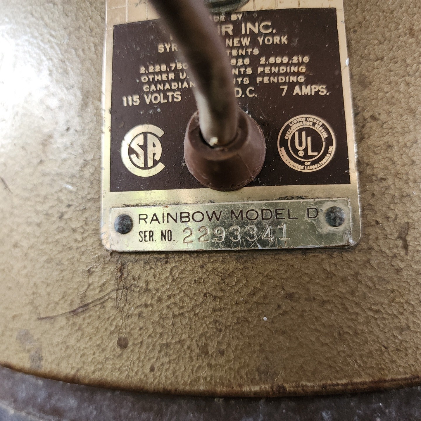 Vintage Rexair Rainbow Vacuum Model D Gold Canister Vacuum w