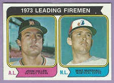1974 Topps #208, Leading Firemen (John Hiller / Mike Marshall), EX-MT+