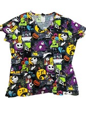 Disney Nightmare Before Christmas Halloween M Medical Scrub Uniform Top Nurse
