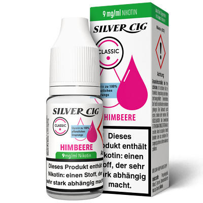 E-Liquid Silver Cig 10x 10 ml mit 3mg/6mg/9mg Nikotin Premium E-Liquid Himbeere